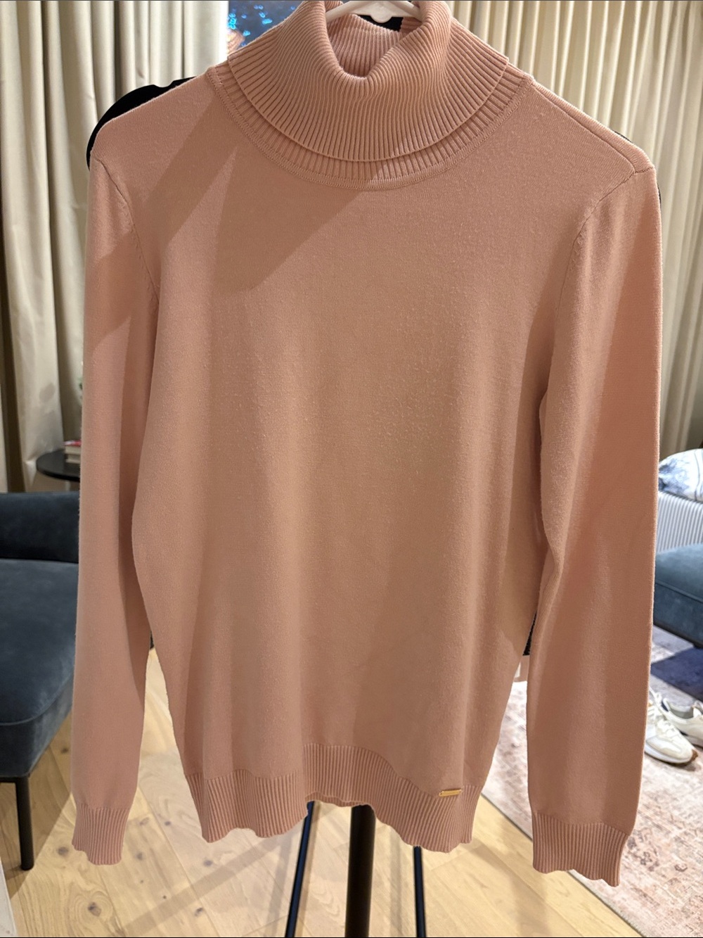 Calvin Klein Peach Ribbed Turtleneck Sweater
